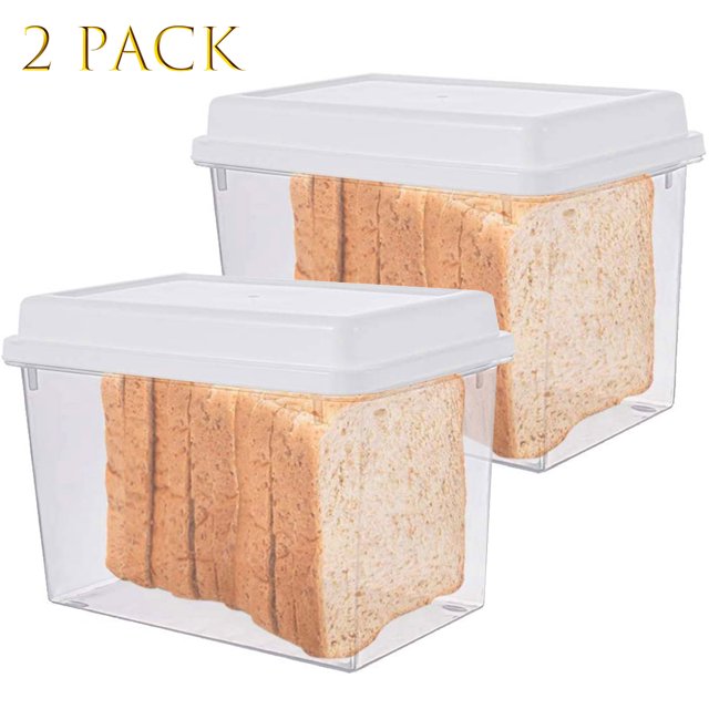 2 Pack Clear Bread Box for Kitchen Countertop, Stackable Double Layer