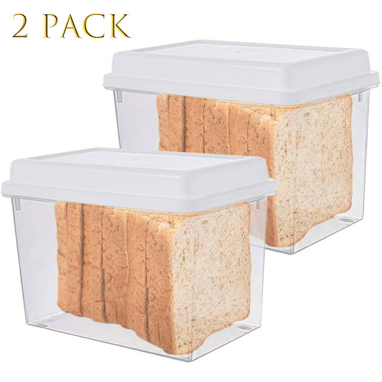 2 Pack Clear Bread Box for Kitchen Countertop, Stackable Double