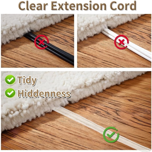 2 Pack Clear Extension Cord 10 FT, Invisible Extension Cords Indoor Thin 2 Prong Male to Female, UL-Certified Power Cable for String/Fairy Lights & Small Appliances, 2x18 AWG 125V 7A