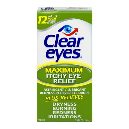 2 Pack - Clear Eyes Maximum Itchy Eye Relief Eye Drops 0.5 fl oz (15ml) each