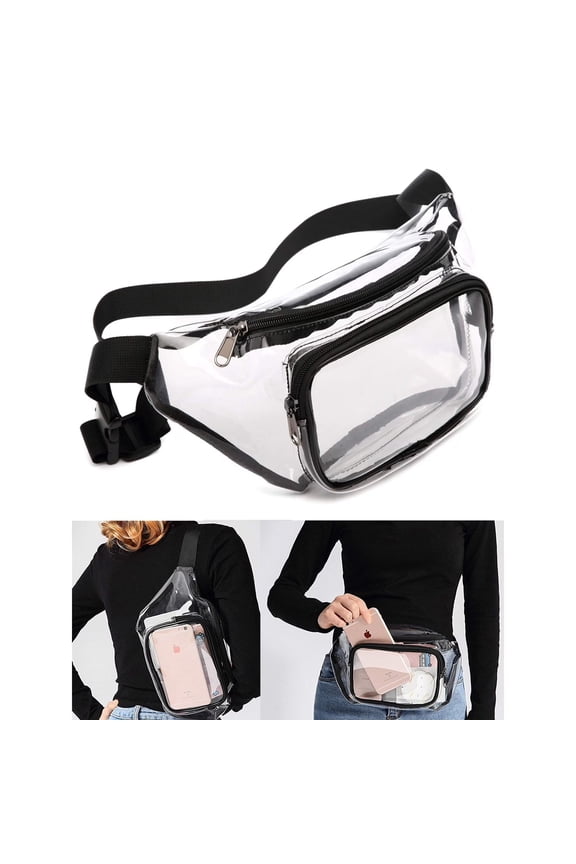 2 Pack Clear Fanny Pack Waterproof Cute Waist Bag Stadium Approved Clear Purse Transparent Adjustable Belt Bag for Women Men