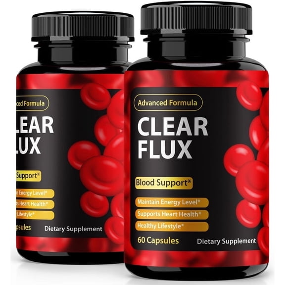 (2 Pack) Clear Flux Blood Support Capsules - Official ClearFlux Blood Cleanse Pills to Maintain Overall Health, All Natural Formula For Healthy and Stable Levels, Review (120 Capsules)