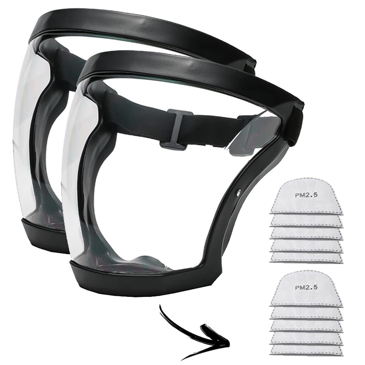 2 Pack Clear Full Safety Face Shield for Adults Women Men, Adjustable