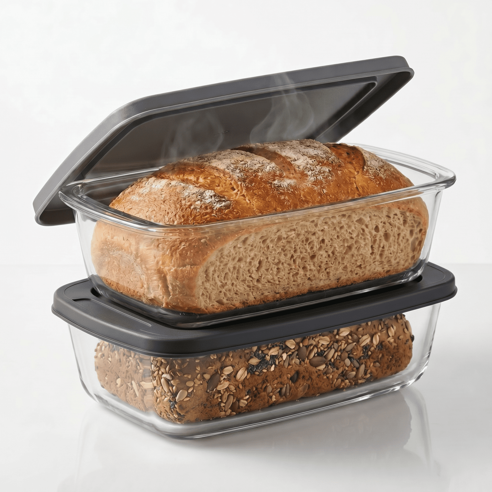 2-Pack Glass Loaf Pans with Lids – 1.9QT Deep, Wide Handles, Oven-to-Fridge, Clear