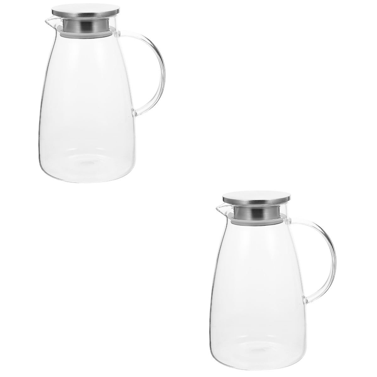 2 Pack Clear Glass Teapot Water Jug Coffee Carafe Drink Pitcher with