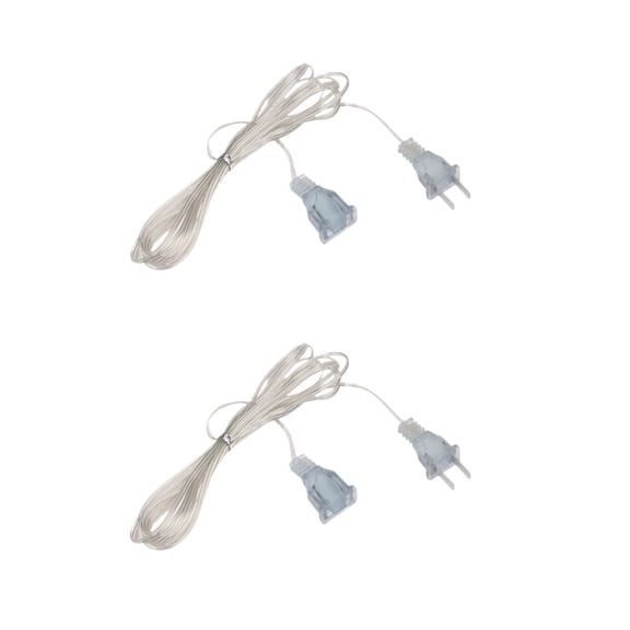 2 Pack Clear Indoor Extension Cords 10FT, Lightweight Transparent Power Extension Cable Male to Female for Decorative Lighting