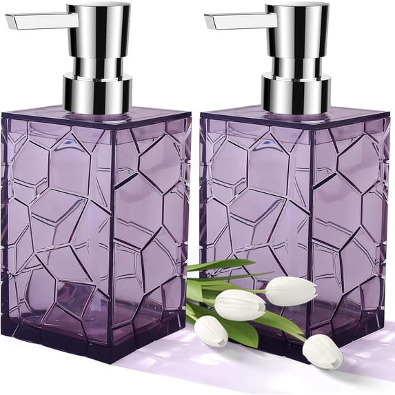 2 Pack Clear Lavender Purple Rust Proof Soap Dispenser, Acrylic Plastic ...
