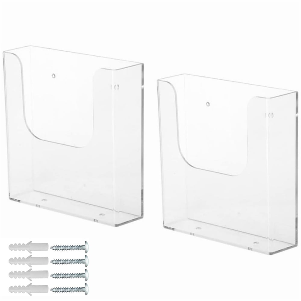 2 Pack Clear Magazine Holder,Acrylic Wall Mount File Holder,Brochure ...