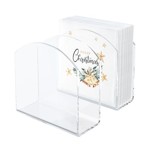 2 Pack Clear Napkin Holder for Table,Acrylic Napkins Holder,Napkin Dispenser for Kitchen Table,Cocktail Napkin Holder for Bar,Banquet,Restaurant,Bar napkin holder