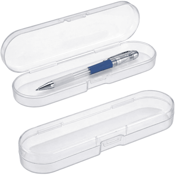 2 Pack Clear Plastic Storage Box for Pens Art Supplies Stackable Compact
