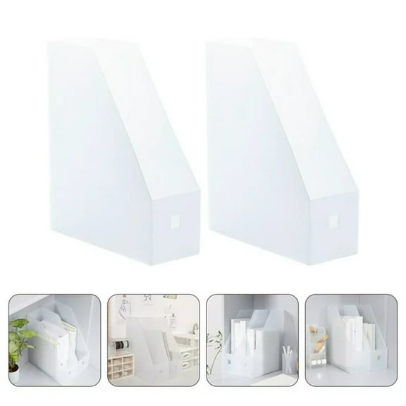 2-Pack Clear Vertical Magazine File Holders â Desktop Organizer for Books, Documents, Binders, Envelopes