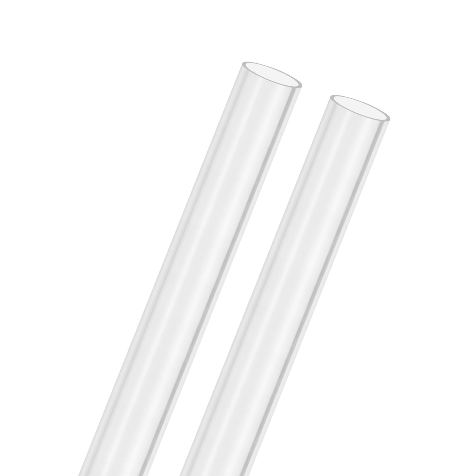 2-Pack Clear Rigid Acrylic Pipe, 16mm[0.63"] ID x 18mm[0.71"] OD Plastic Round Tube for Water Cooling System/Lamps/Fountains/Aquariums [305mm/12IN]