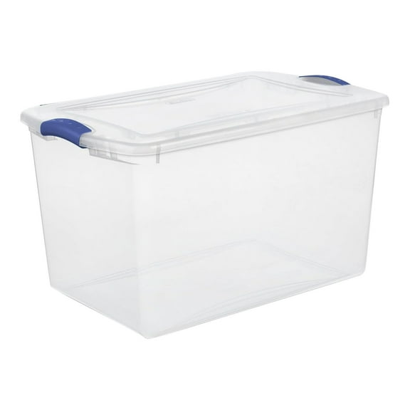 2-Pack Clear Storage Box with Lid, 66 Oz Plastic Organizer Container for Closet, Pantry, Craft, Bathroom, Easy Stackable Design White Tanuke