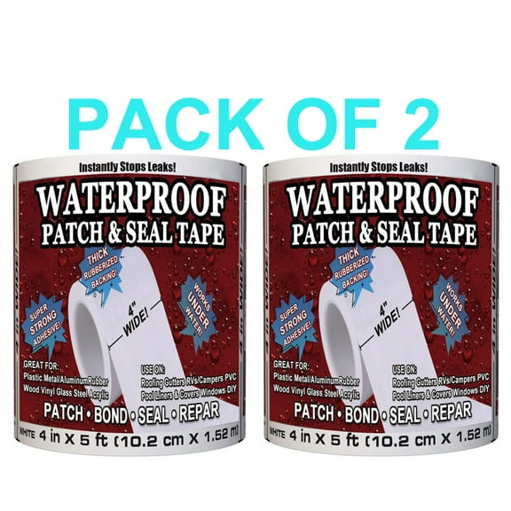 2 Pack Clear Waterproof Flex Rubberized Strong Seal Patch Leaks Tape 4"x 5ft