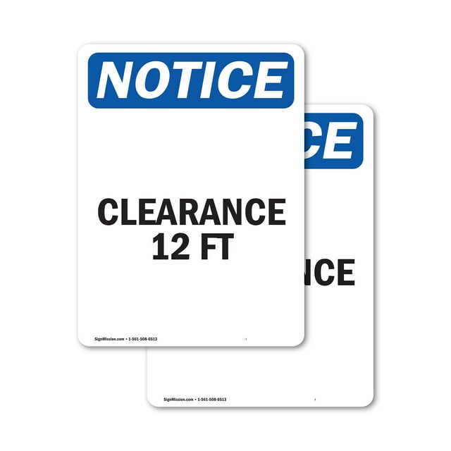 (2 Pack) Clearance 12 Ft OSHA Notice Sign 5 Inch X 3.5 Inch Vinyl Label Decal Sticker Weather Resistant, UV Protected for Workplace, Business, and Construction Site, Made in the USA