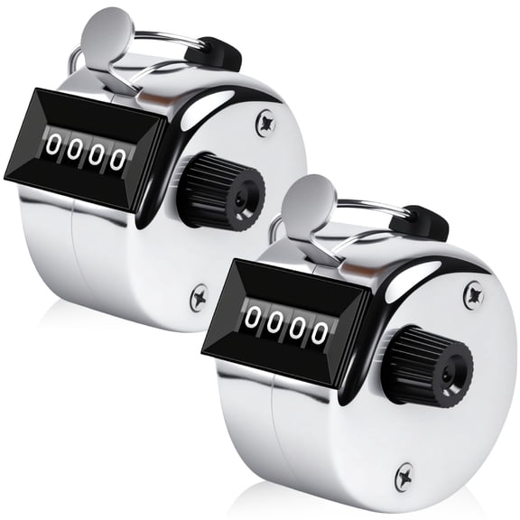 2 Pack Clicker Counter, Metal Hand Tally Counter Clicker with 4 Digit Display, Pitch Counter for Golf Stroke, Baseball, Coaching, Knitting, Lap, Row Sport