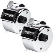 2 Pack Clicker Counter, Metal Hand Tally Counter Clicker with 4 Digit Display, Pitch Counter for Golf Stroke, Baseball, Coaching, Knitting, Lap, Row Sport