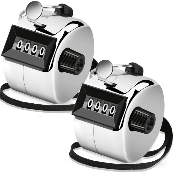 2 Pack Clicker Counter, Metal Hand Tally Counter Clicker, 4 Digit Mechanical Palm Click Counter for Counting Numbers, Coaching, Sports Events Count