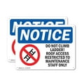 thumbnail image 1 of (2 Pack) Do Not Climb Ladder! Roof Access OSHA Notice Sign 14 Inch X 10 Inch Indoor / Outdoor Rust-Free Aluminum Metal Signs for Workplace, Workshop, and Construction Site, Made in the USA, 1 of 8