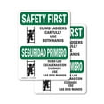 thumbnail image 1 of (2 Pack) Climb Ladders Carefully Bilingual OSHA Safety First Sign, 1 of 7