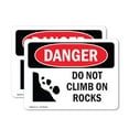 thumbnail image 1 of (2 Pack) Do Not Climb On Rocks OSHA Danger Sign 24 Inch X 18 Inch Vinyl Label Decal Sticker Weather Resistant, UV Protected for Workplace, Business, and Construction Site, Made in the USA, 1 of 7