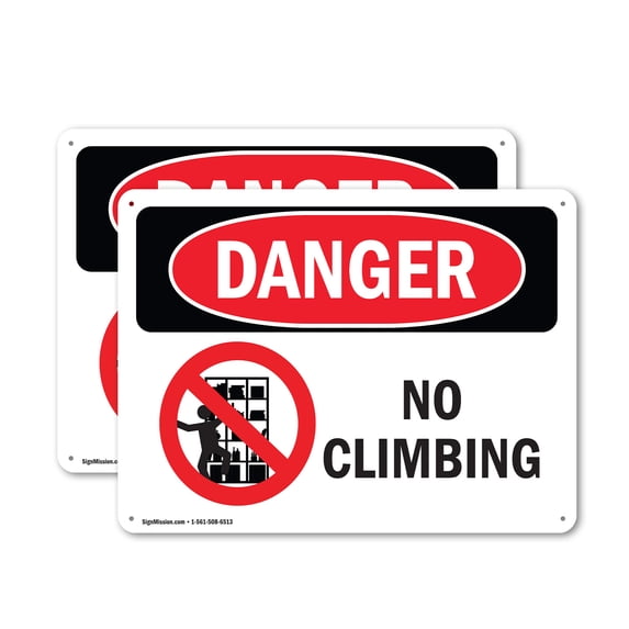 (2 Pack) No Climbing OSHA Danger Sign 14 Inch X 10 Inch Plastic Sign, Weather Resistant, UV Protected for Workplace, Business, and Construction Site, Made in the USA