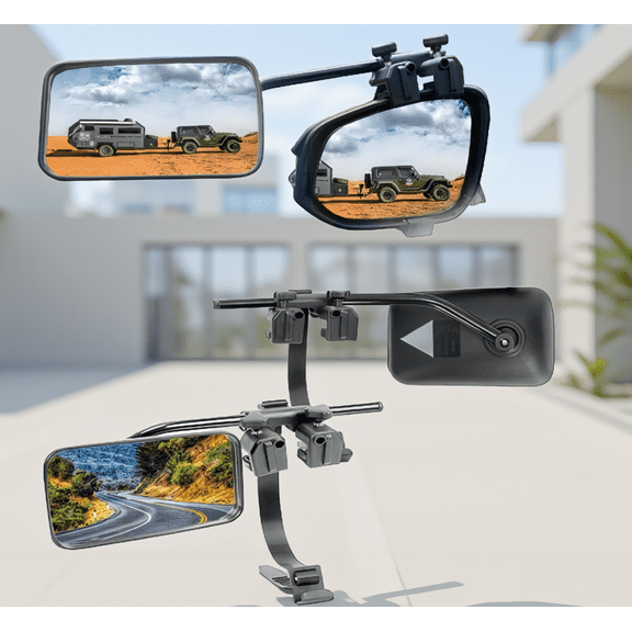 2 Pack Clip-On Towing Mirror Extensions, Convex Wide Angle Side Mirror Extenders with Adjustable Swivel Ball Joint, Fits