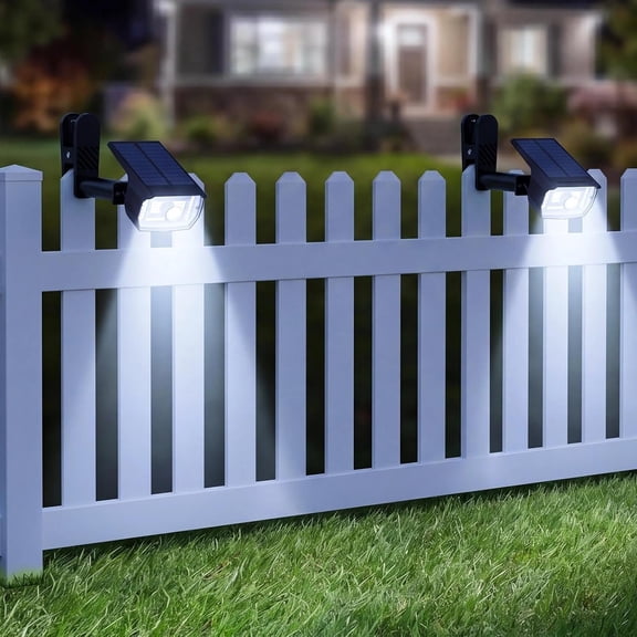 2 Pack Clip Solar Lights Outdoor, Motion Sensor Lights with 3 Modes, 2-in-1 Solar Light for Outside Fence, Deck, Gutter, Pathway