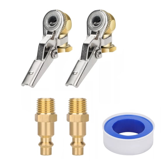 2-Pack Closed Ball Clip-On Tire Chuck 1/4" FNPT Locking Air Chuck for Truck RV TAPDRA Spare Part