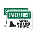 thumbnail image 1 of (2 Pack) Closed Toed Shoes Required With Symbol OSHA Safety First Sign 18 Inch X 12 Inch Plastic Sign, Weather Resistant, UV Protected for Workplace, Business, and Construction Site,, 1 of 8