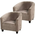 thumbnail image 1 of 2 Pack Club Chair Cover Velvet Stretch Tub Chair Slipcover Spandex Soft Armchair Sofa Cover Furniture Protector for Living Room Bar Cafe Hotel (Brown), 1 of 8