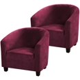 thumbnail image 1 of 2 Pack Club Chair Cover Velvet Stretch Tub Chair Slipcover Spandex Soft Armchair Sofa Cover Furniture Protector for Living Room Bar Cafe Hotel (Burgundy), 1 of 7