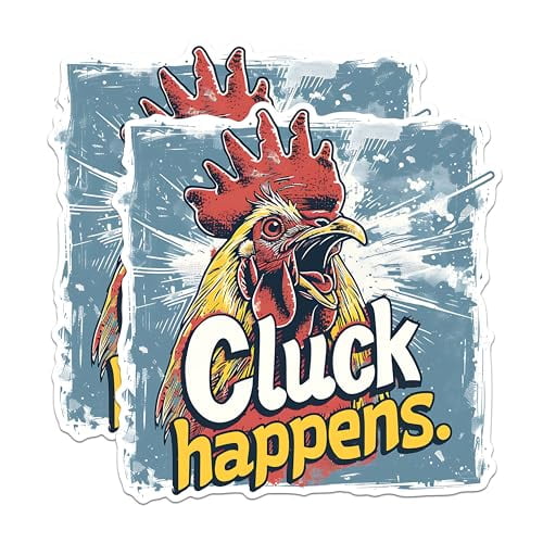 (2 Pack) Cluck Happens Magnets - Funny Chicken Magnets - Farmhouse Kitchen Magnets- 5" On Longest Side - for Fridges, Toolboxes, Cars - Made in USA - MAG2596
