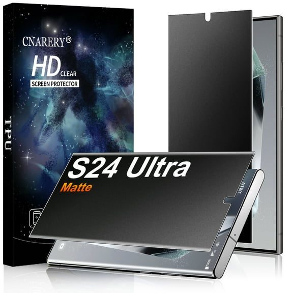 [2 Pack] Cnarery 4 Way 360  Matte Privacy Screen Protector for Samsung Galaxy S24 Ultra 6.8 Inch, Fingerprint Sensor Compatible, Anti-Glare Full Adhesive Flexible Film (Not Glass)