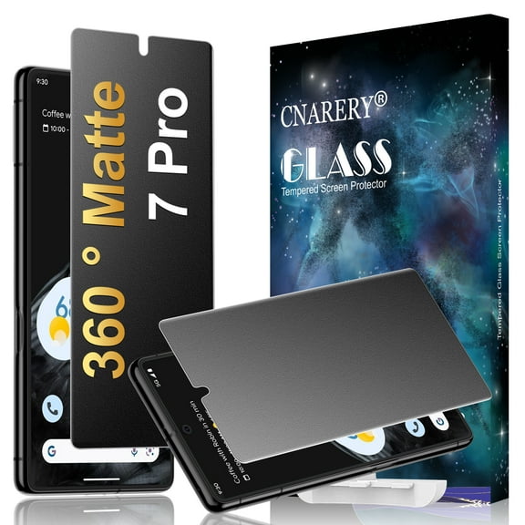 [2 Pack] Cnarery 4 Way 360  Matte TPU Privacy Screen Protector for Google Pixel 7 Pro (Not Glass), Fingerprint Sensor Compatible, Anti-Glare Full Adhesive Flexible Film