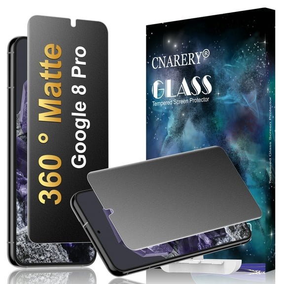 [2 Pack] Cnarery 4 Way 360  Matte TPU Privacy Screen Protector for Google Pixel 8 Pro (Not Glass), Fingerprint Sensor Compatible, Anti-Glare Full Adhesive Flexible Film