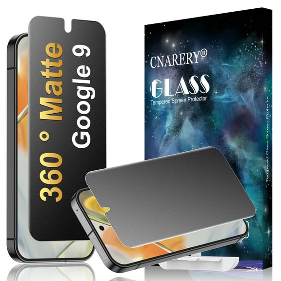 [2 Pack] Cnarery 4 Way 360  Matte TPU Privacy Screen Protector for Google Pixel 9 (Not Glass), Fingerprint Sensor Compatible, Anti-Glare Full Adhesive Flexible Film