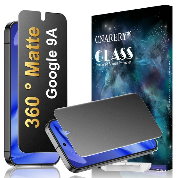 [2 Pack] Cnarery 4 Way 360  Matte TPU Privacy Screen Protector for Google Pixel 9A (Not Glass), Fingerprint Sensor Compatible, Anti-Glare Full Adhesive Flexible Film
