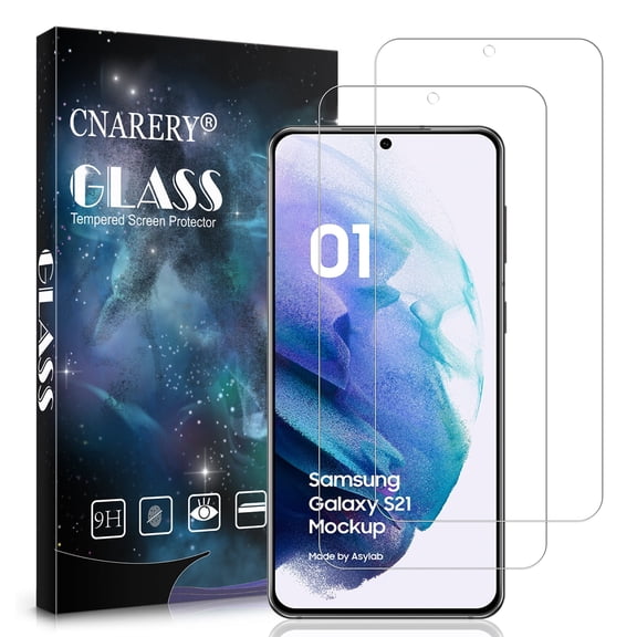 [2 Pack] Cnarery Galaxy S21 Plus Screen Protector, Fingerprint Unlock 9H Tempered Glass Film for Samsung Galaxy S21+ Screen, 3D Curved, Bubble Free, Easy Installation, Case-Friendly