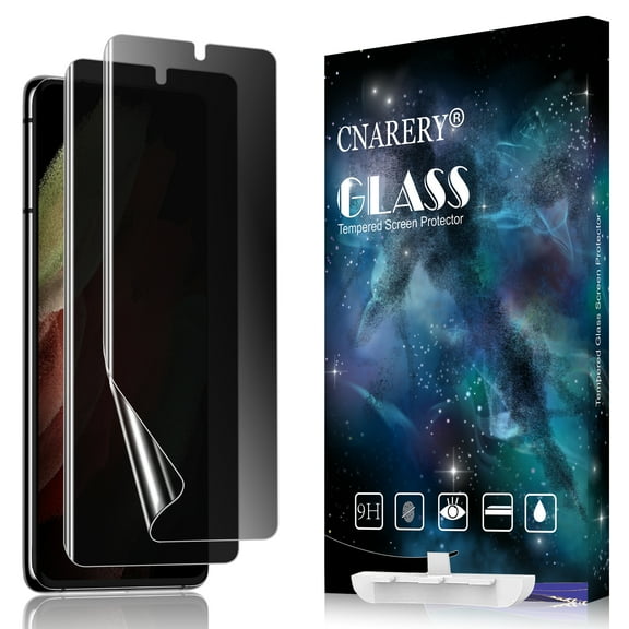 [2 Pack] Cnarery Privacy Screen Protector for Galaxy S21 Ultra, [Fingerprints Sensor Compatible][Case Friendly][Flexible TPU Film][Not Glass] Screen Protector for Samsung Galaxy S21 Ultra