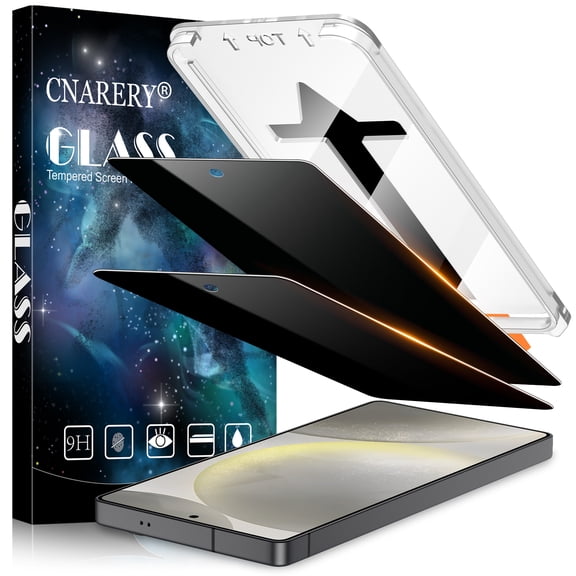 [2 Pack] Cnarery Privacy Screen Protector for Samsung Galaxy S24, Ultrasonic Fingerprint Support, Auto-Alignment Frame, Easiest to Installation, Scratch-Resistant, Bubble-Free