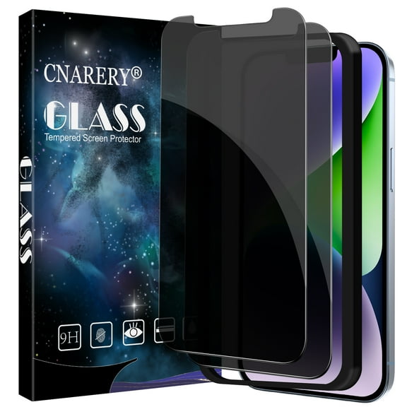 [2 Pack] Cnarery Privacy Screen Protector for iPhone 14 Plus/iPhone 13 Pro Max, Anti Spy 9H Tempered Glass with Alignment Frame,  Easy Installation, Case Friendly