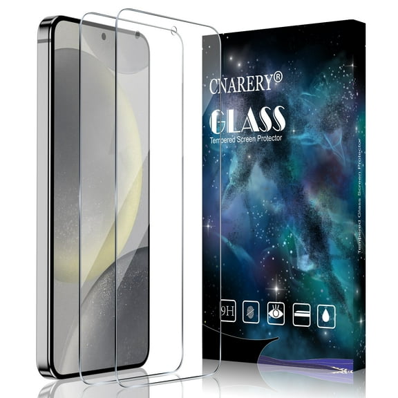 [2 Pack] Cnarery Samsung Galaxy S24 Screen Protector, 9H Tempered Glass Film, Fingerprint Unlock, Bubble Free, Scratch Resistant, Full Coverage