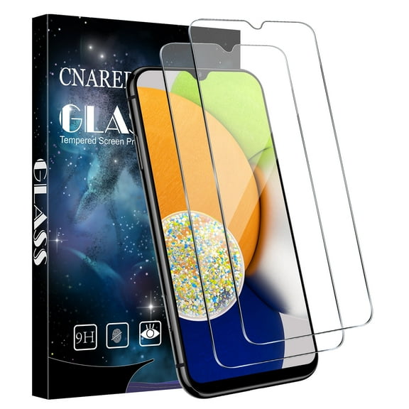 [2 Pack] Cnarery Screen Protector for Samsung Galaxy A03S, 9H Tempered Glass Film, Anti-Scratch, HD Clear
