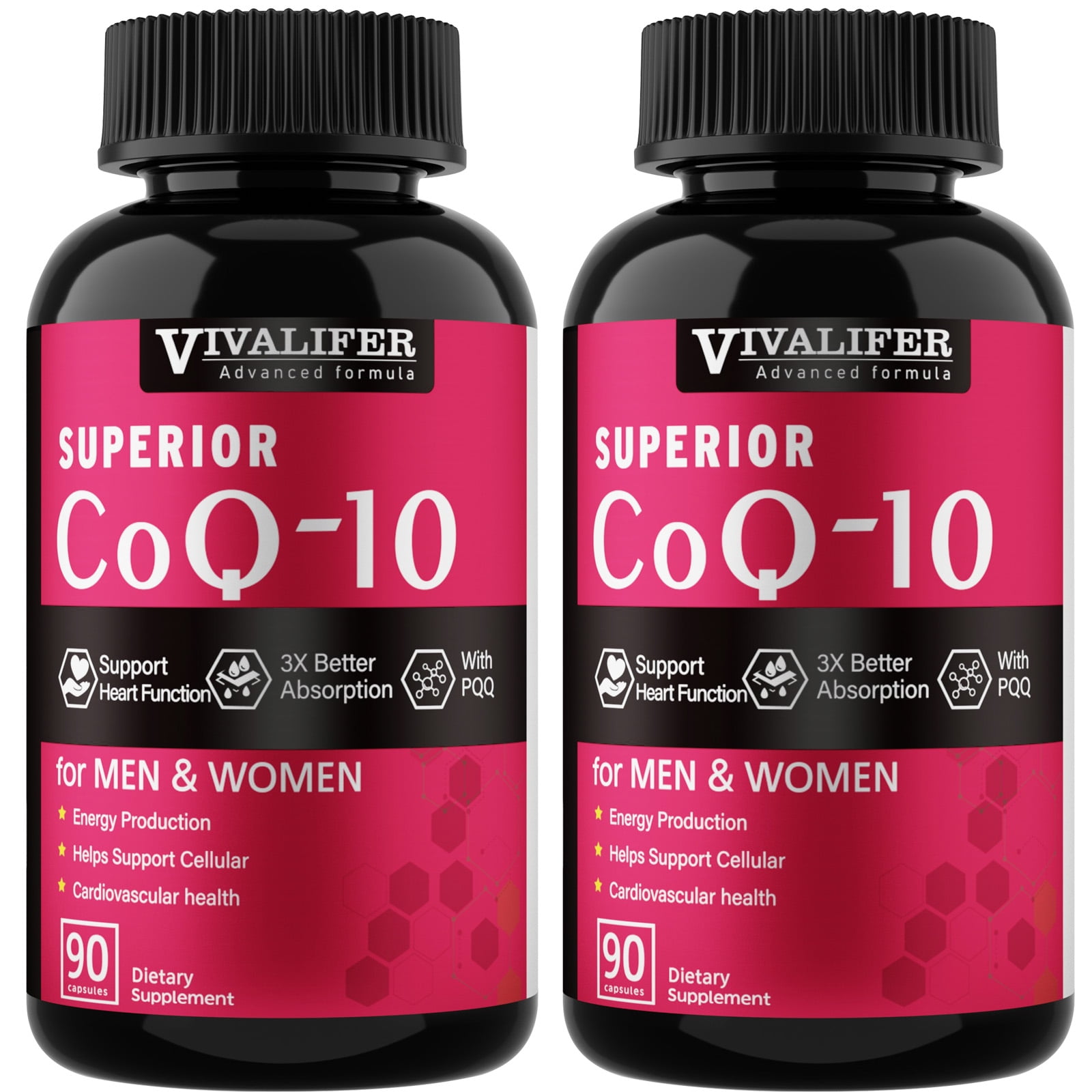 2 Pack CoQ10 High Absorption, Antioxidant for Heart Health, 300 mg Natural Dietary Supplement, Total 180 count
