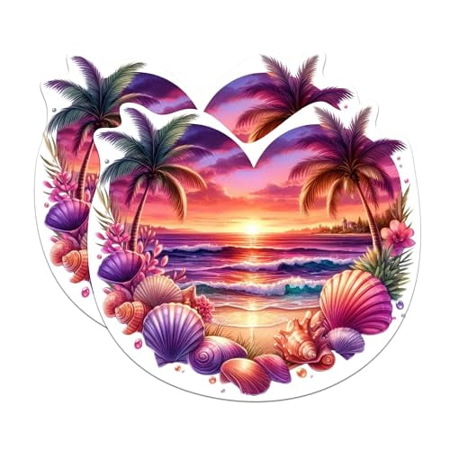 (2 Pack) Coastal Beach Sunset Magnets Coastal Sunset - Ocean Lover Beach Bum - 5 Inches On Longest Side - Premium Magnet - for Cars, Refrigerators, Toolboxes - Made in USA - MAG2230