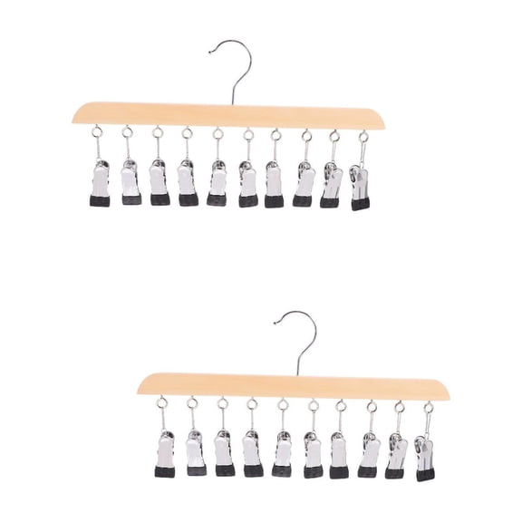 LABSERRON Stainless Steel and PVC Socks Hanger with 10 Clips for Underwear and Hats 2Pcs