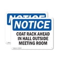thumbnail image 1 of (2 Pack) Coat Rack Ahead In Hall Outside Meeting Room OSHA Notice Sign 24 Inch X 18 Inch Indoor / Outdoor Rust-Free Aluminum Metal Signs for Workplace, Workshop, and Construction Site,, 1 of 8