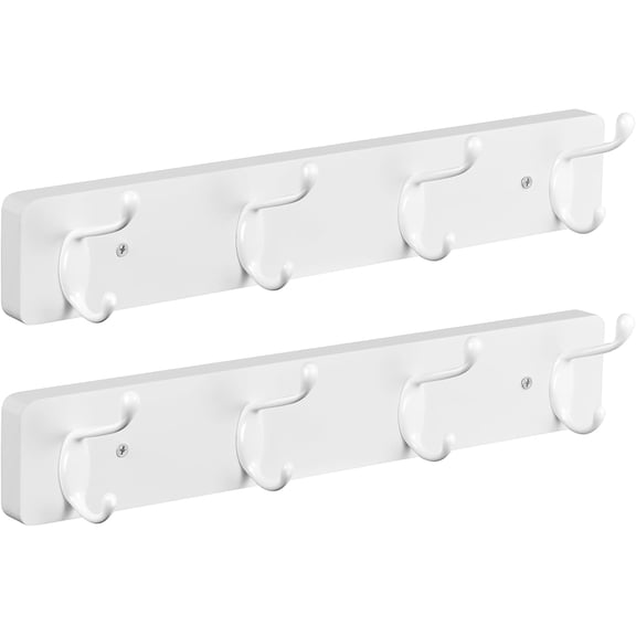 2 Pack Coat Rack Wall Mount - White Coat Hooks Wall Mounted for Sunglasses Jackets Hats Purse Dog Leashes Towels - Coat Hanger for Entryway Closet Mudroom Laundry Room Bathroom