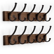 2 Pack Coat Rack Wall Mount, Wood Wall Hooks for Hanging, Wooden Coat Hooks Wall Mount, Entryway Hat Rack Wall Hanger Hooks for Hanging Coat Bag and Towel